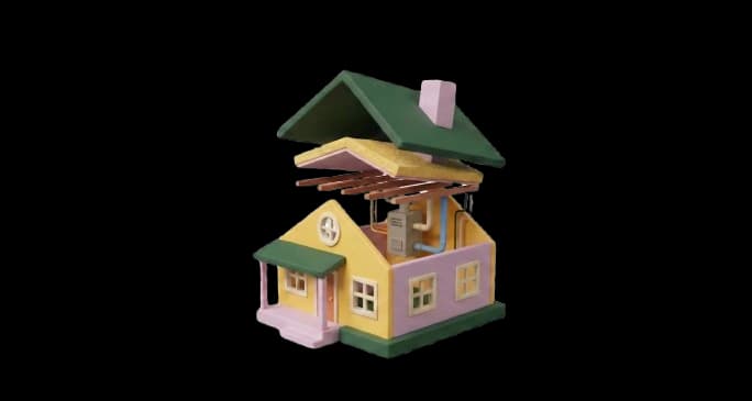Clay miniature house model representing home management and care